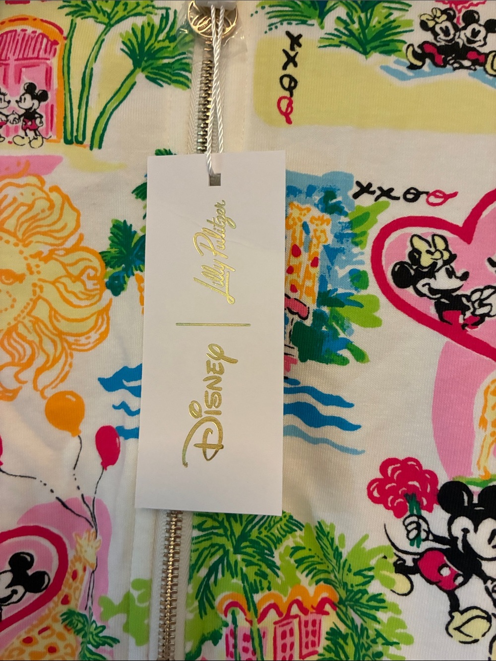 Lilly Pulitzer Multicolor Disney Print Zip Pullover - Pink, Yellow, Green, Blue - Picture 2 of 7